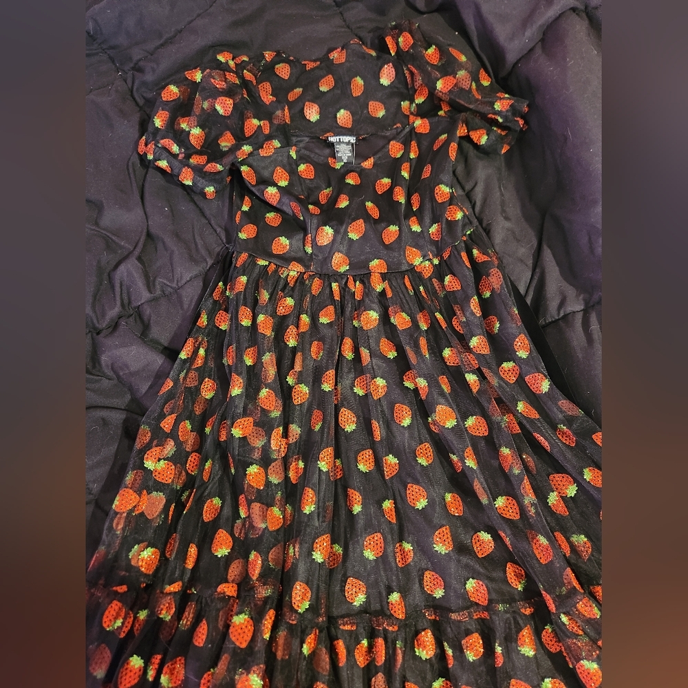 Hot Topic Strawberry Print Mesh Dress